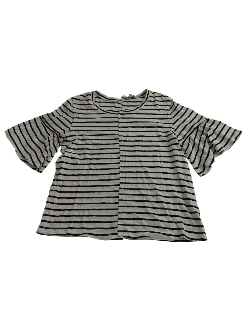 Splendid Black White Striped Women Knit Top Women Size S Flared Short Sleeves